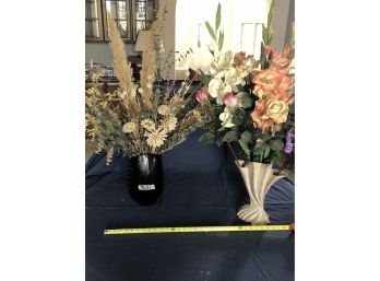 Decorative Flower Center Pieces In Vases. Very Large And Filled With Artificial Plants. (R)