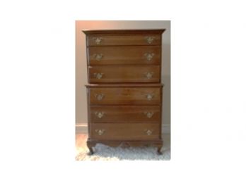 Wood Six Drawer High Boy Dresser (y)