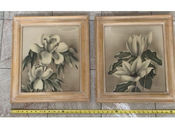 Matching Flowers Artwork By Roche, Signed, Framed, Watercolor