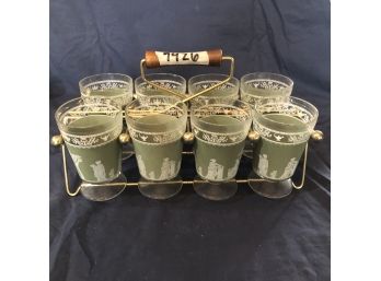 Unique Set Of Vintage Goblets In A Carrying Case. Set Of 8. (R)