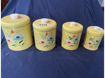 Vintage Ransburg Yellow Countertop Canisters Set Of 4