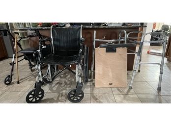 Lot Of Elder Care Supplies: Walker, Shower Supports, Wheelchair, Walking Stick, Grabbing Stick, Bed Support