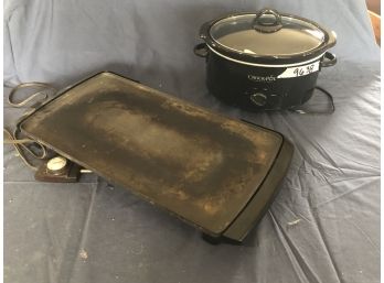 Crockpot (like New), Smaller Size. Presto Griddle With Cord Attached. (R)