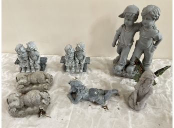 Lot Of Children/puppy Garden Statues