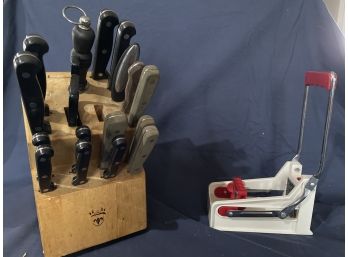 Rotating Knife Block With Knives Included And A Potato Dicer