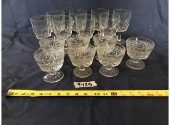 Lot Of Glassware. Seven Tall Glasses, Seven Small Glasses. (R)