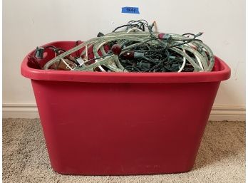 Box Of Miscellaneous Christmas Lights, Exact Contents Unknown