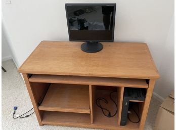 Wooden Desk And Monitor Lot