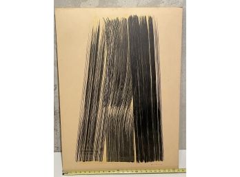 Black Brush Painting On Gold Painted Wood