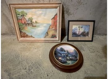 Juliannes Cottage By Thomas Kinkade, Canvas By Janie Mcmillan And Hand Painted Windmill By Ginger Martin.