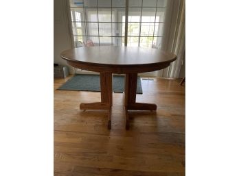 Large Round Wooden Kitchen Table In Great Condition! Approx. 48x31 Inches.