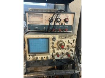 Kikusui Oscilloscope 60 MHz And Heathkit Tripower Supply, Both Vintage Set Together, Cords Included