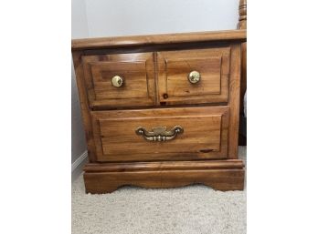 Vintage Wood Nightstand With 2 Drawers 16D X 24W X 22H