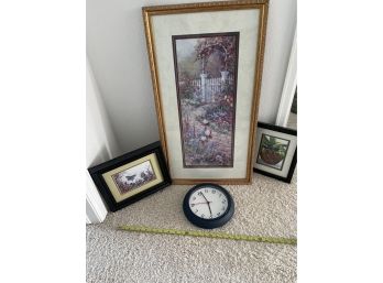 Lovely Collection Of Framed Wall Art With Floral And Animal Themes. Plus Wall Clock