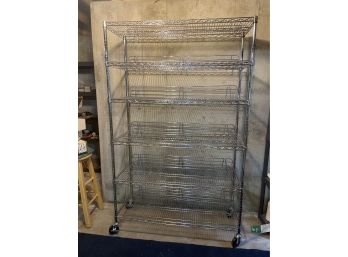 Sturdy Metal Shelf (five Shelves) On Wheels With Locks (3 Ft .47in X 6ft .77 In)