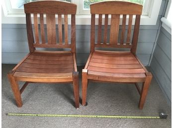 Two Outdoor Wooden Chairs, Matching Set Of 2, Beautiful Detail, Good Condition