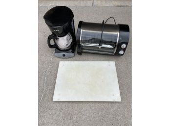 Toaster Oven, Cutting Board, Coffee Maker