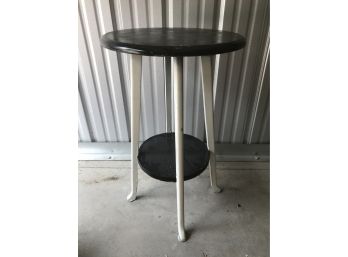 Black And White Wooden Barstool. Approx 30 Inches High.