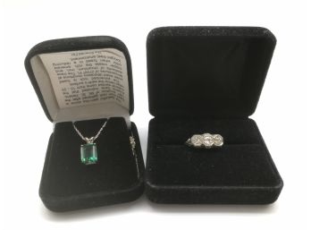 Lovely Green Gem Necklace From Mt. Saint Helens And A Silver Ring