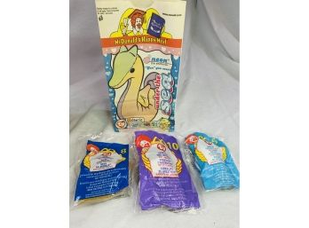 McDonalds Teenie Original Beanie Babies Promo In Original Happy Meals Bag - Stretchy, Rocket, Nuts