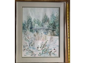 'Hollys In The Snow' By Joe Calvin, Framed And Matted, Signed