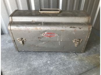 METAL TOOL BOX, With Small CRAFTSMAN Chest Full Of Mixed Hardware