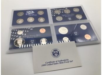 COINS-Two 1999 United States Mint Proof Sets. Cent, Nickel, Dime, Quarter, Half Dollar.