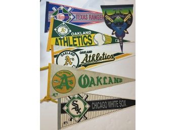 Oakland Athletics, Chicago White Sox, Texas Rangers And Tampa Bay Devil Rays Tropicana Field MLB Pennants.