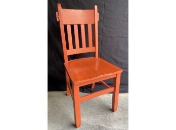 Vintage Orange Wooden Chair. Has Some Scratches On The Wood.