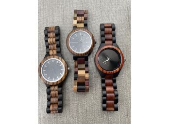 Mens Watches Made From Wood. Set Of 3. BOBO BIRD And Unknown Brands.