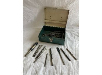 Metal Storage Box With Various Drill Bit Heads.