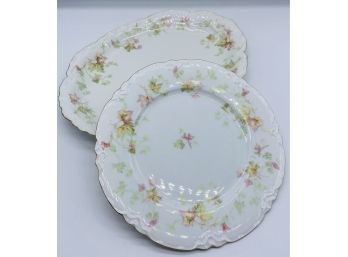 Matching Pair Of China Dishes With Lovely Floral Design