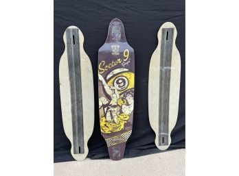 Long Board Skate Decks Including A Sector 9 Board By Downhill Division! Set Of 3!