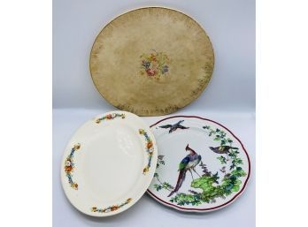 Three Lovely China And Glass Dishes, Various Designs And Brands