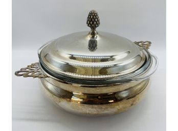 PYREX Serving Bowl With Silver-plate Container. Glassware Fits Inside Silver-plate.