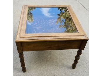 Lovely Handcrafted Table With Top Storage And Glass Top