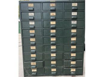 Metal Storage Cabinet By Hobart Cabinet Company. 27 Drawers Included.