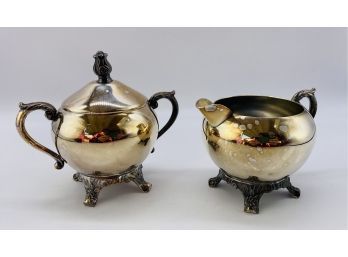 Silver-plate Cream And Sugar Set By F.B. ROGERS