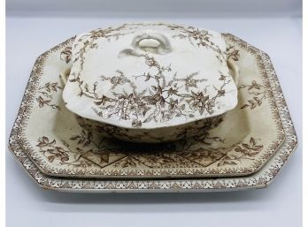 Three Piece ALFRED MEAKIN Serving Set With Two Platters And One Serving Dish