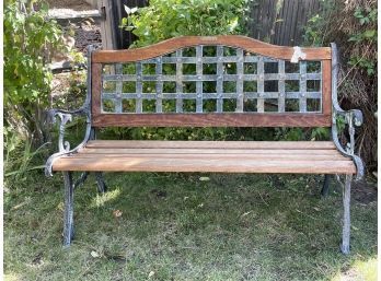 Gorgeous Renaissance Bench With Wrought Iron Siding By Berkeley Forge. Top Portion Needs To Be Reattached.