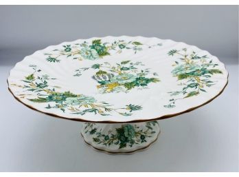 Lovely Green Floral Cake Stand By CROWN FINE BONE CHINA