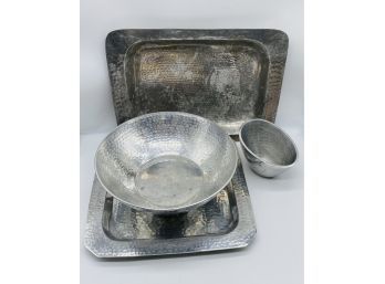 Fabulous Set Of Hammered Metal Dishes By RETRONEU