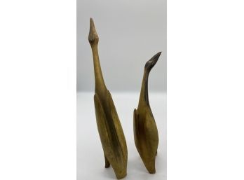 Pair Of Wooden Bird Art Pieces