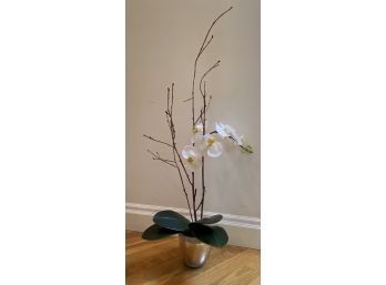 Tall Standing Artificial Orchid With Silk Pedals