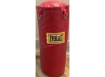 Red Everlast Punching Bag With Chains For Hanging.