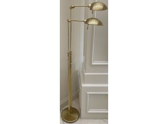 Unique Golden Floor Lamp With Two Attached Reading Lamps That Bend/move!