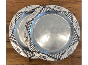 Two Heavy Metal Serving Platters With Nice Design