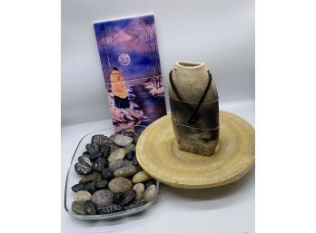 Zen Collection! Art Piece By Jeanne Rorex Bridges, Collection Of Rocks, And More