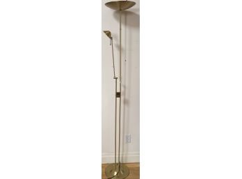 Gold Tone Floor Lamp And Attached Reading Lamp!