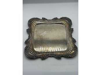 Silver-plate Platter By GEORGIAN, REED & BARTON. Has Etching On The Front.